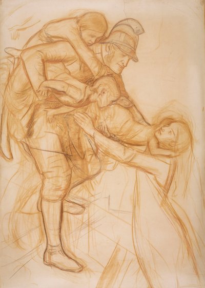 Tecknad film för "Räddningen", c.1855 av John Everett Millais