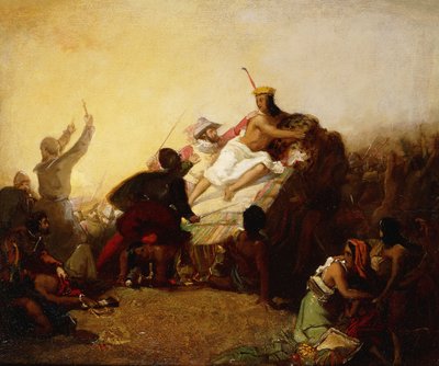 Pizarro griper inkan i Peru, 1846 av John Everett Millais