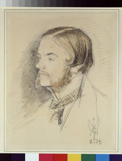 Porträtt av Holman Hunt, 1854 (wc och penna på papper) av John Everett Millais