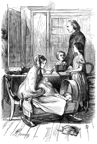 Scen från Framley Parsonage av Anthony Trollope, 1860. av John Everett Millais