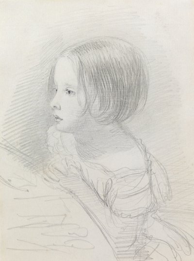 Skiss av en flicka (penna) av John Everett Millais