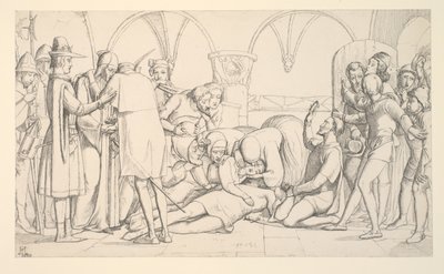 Studie för "Romeo och Julia, den sista scenen" av John Everett Millais