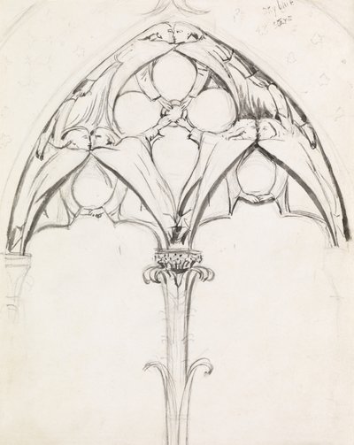 Studera för en fönsterdesign av John Everett Millais