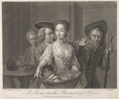 En scen i rekryteringstjänstemannen av John Faber the younger