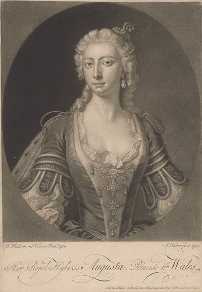 Hennes kungliga höghet Augusta prinsessa av Wales, 1751 av John Faber the younger