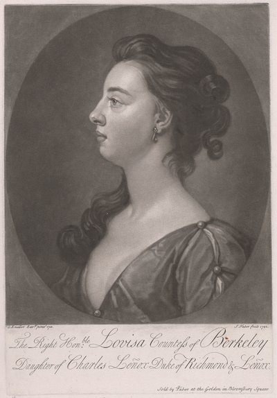 Den rätta ärade Louisa grevinnan av Berkeley, dotter till Charles Lenox hertig av Richmond och Lenox av John Faber the younger
