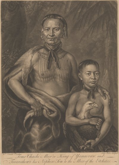 Tomo Chachi Mico, eller kung av Yamacraw, och Tooanahowi [sic], hans brorson av John Faber the younger