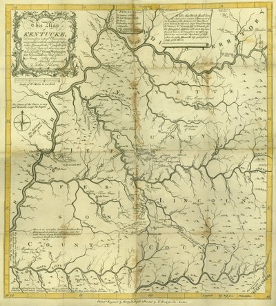 Karta över Kentucke..., graverad av Henry D. Pursell, tryckt av T. Rook, Philadelphia, 1784 av John Filson