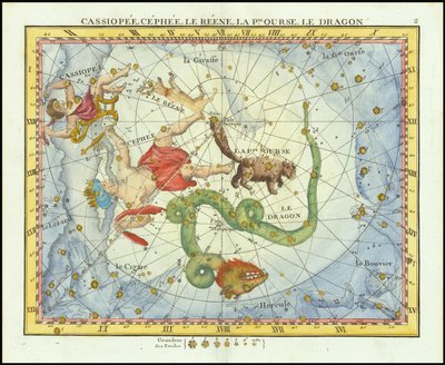 1776 - John Flamsteed - Cassiopee, Cehee, Le Renne, La Pt.Ourse, Le Dragon (Cassiopea, Cepheus, Ursa Minor  Draco) av John Flamsteed