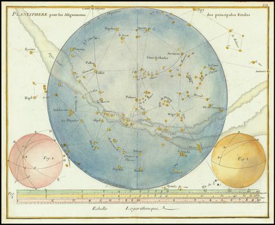 1776 - John Flamsteed - Planisfär för de viktigaste stjärnornas riktningar av John Flamsteed