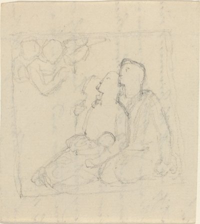 En familj tilltalad av änglar av John Flaxman