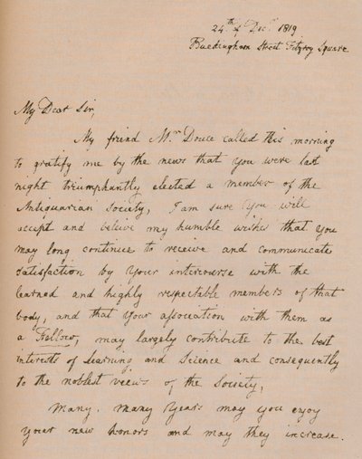Ett brev från John Flaxman, 24 december 1819 1904 av John Flaxman