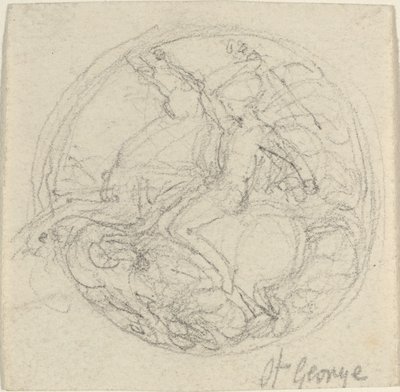 Design för en medalj som representerar Saint George and the Dragon av John Flaxman