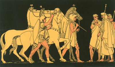Diomed och Ulysses, återvänder med bytet från Rhesus av John Flaxman