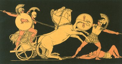 Diomed kastar sitt spjut mot Ares av John Flaxman