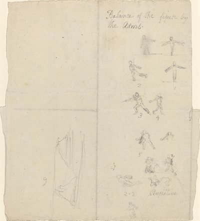 Figurer som illustrerar balans och perspektiv [recto] av John Flaxman