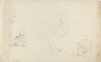 Fyra studier av en sittande kvinna med barn vid fötterna (skisser till monumentet till Lady FitzHarris?) av John Flaxman