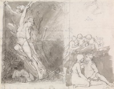Illustration till Miltons Paradise Lost- Adam och Eva bevakade av änglarna av John Flaxman