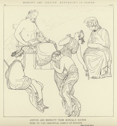 Modesty och rättvisa återvänder till himlen av John Flaxman