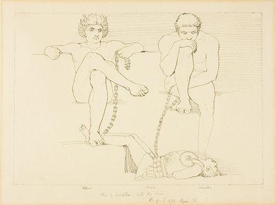 Othus och Ephialtes håller Ares fången av John Flaxman