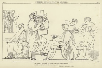 Phemius sjunger till friarna av John Flaxman