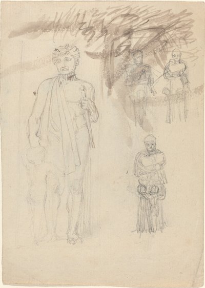 Studieark, inklusive Warrior with Child [recto and verso] av John Flaxman