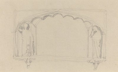 Skiss för ett gotiskt monument (Simcoe-monumentet?) av John Flaxman