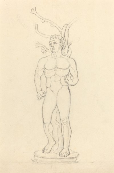 Staty av en manlig naken före ett träd av John Flaxman