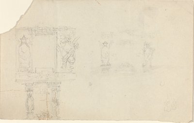 Struktur med figurer i asiatisk klänning (illustration till "The Casket"?) av John Flaxman