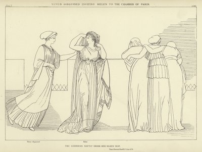 Venus förklädd bjuder in Helen till Paris Chamber av John Flaxman