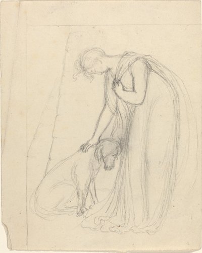 Kvinna som klappar en hund av John Flaxman