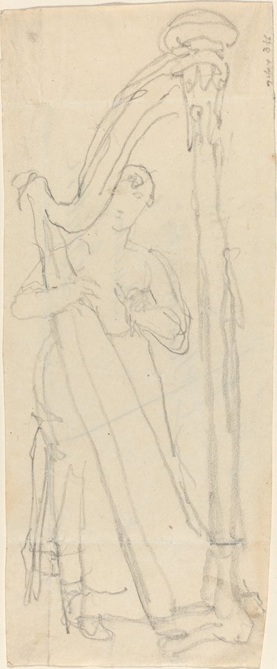 Kvinna som spelar harpa (Lavinia Banks?) av John Flaxman