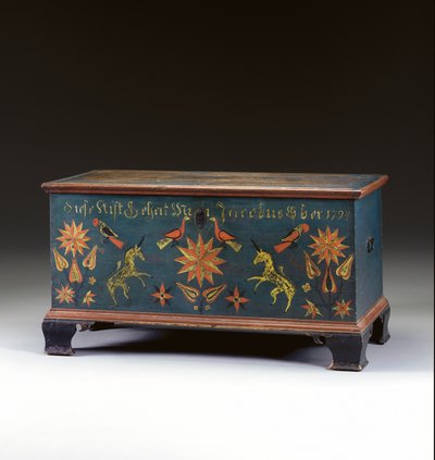 Dekorerad lyftkorg gjord för Jacob Ober, Rapho Township, Lancaster County, Pennsylvania, USA, 1794 av John Flory
