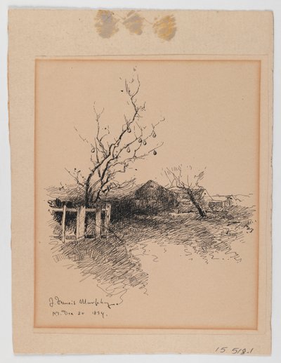 Landscape, N.Y., 20 december 1894 (penna och bläck på papper monterade på kartong) av John Francis Murphy