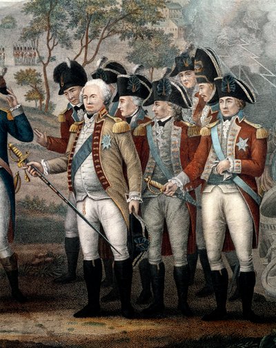 Brittiska officerare Tarleton, Cornwallis, Abercrombie, O