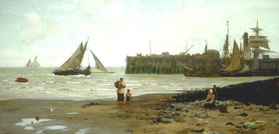 Lågvatten, Whitstable Harbor av John Fraser