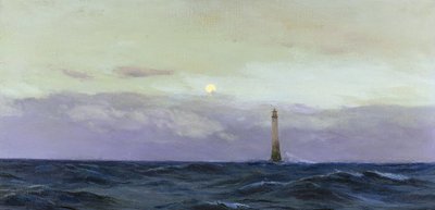 Wolf Rock fyr, en klippig ö utanför Cornwalls kust (England). Olja på duk av John Fraser () av John Fraser