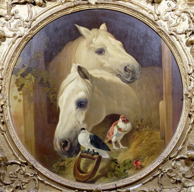 Hästar vid en stalldörr av John Frederick Herring Snr