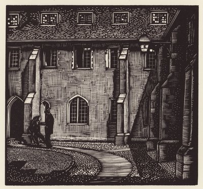 Cambridge: Corpus Christi, Old Court (träsnitt) av John Frederick Greenwood
