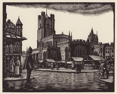 Cambridge: The Market (träsnitt) av John Frederick Greenwood