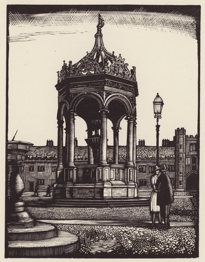 Cambridge: Trinity Fountain (träsnitt) av John Frederick Greenwood