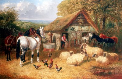 Gårdsscen, c1840-c1900 av John Frederick Herring II