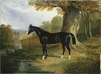 En mörk jägare i ett flodlandskap, 1832 av John Frederick Herring Senior