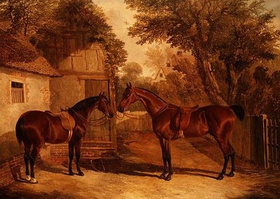 Bay Hunters utanför en bondgård av John Frederick Herring Senior