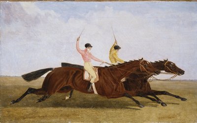 Satiriker med William Scott Up Beating Coronation med John Day Up - The St. Leger 1841 av John Frederick Herring Senior