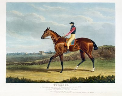 "Theodore", vinnaren av den store St. Leger i Doncaster, 1822, graverad av Thomas Sutherland (f.c.1785), pub. av W. Sheardown und Son (akvatint) av John Frederick Herring Senior