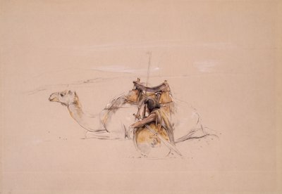 En bisharinarab vid sin kamel (penna och akvarell) av John Frederick Lewis
