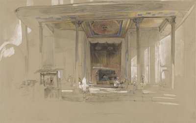 Huvudingången till den stora moskén (Ulucami) Bursa, Turkiet, ca 1840 (wc och kroppsfärg över grafit på vävt papper) av John Frederick Lewis