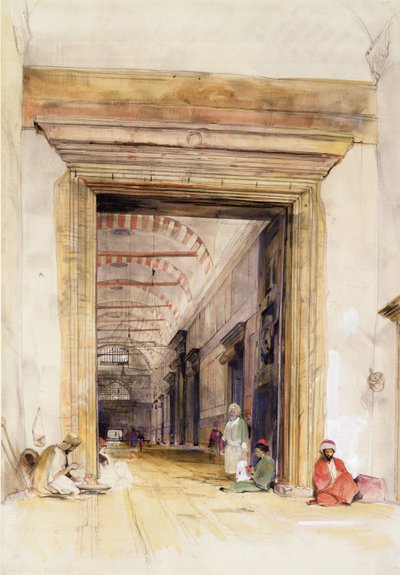 Den stora dörröppningen till moskén Santa Sophia, Konstantinopel (wc över penna förhöjd med kroppsfärg) av John Frederick Lewis