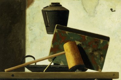 Stilleben med anteckningsbok och rör, av John Frederick Peto